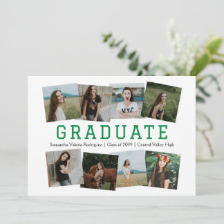 Green Angled Eight-Photo Graduation Announcement