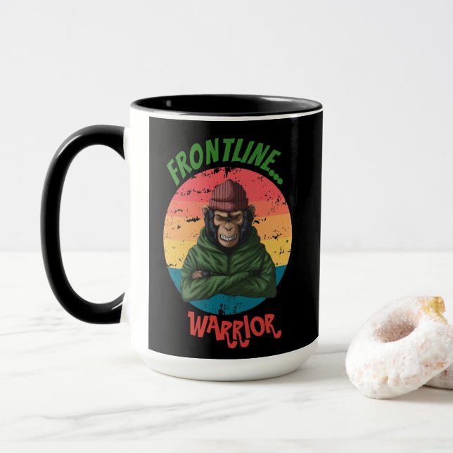 Green Angry Monkey  Mug (With Donut)