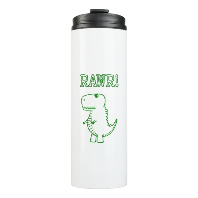 Green Angry T Rex Dino Thermal Tumbler (Front)