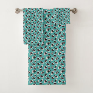 Green Animal Print Pattern Bath Towel Set