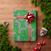 Green Ankara Fan Print Wrapping Paper