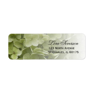 Green Annabelle Hydrangea Floral Return Address Return Address Label