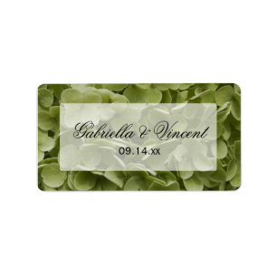 Green Annabelle Hydrangea Floral Wedding Favour Label