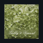 Green Annabelle Hydrangea Floral Wedding Magnet<br><div class="desc">Customise the elegant Green Annabelle Hydrangea Floral Wedding Square Magnet with the personal names of the bride and groom to create a one of a kind personalised party favour or keepsake gift for the newlyweds, bridesmaids or bridal attendants. This pretty custom flowery marriage magnet features a floral photograph of a...</div>