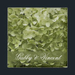 Green Annabelle Hydrangea Floral Wedding Magnet<br><div class="desc">Customise the elegant Green Annabelle Hydrangea Floral Wedding Square Magnet with the personal names of the bride and groom to create a one of a kind personalised party favour or keepsake gift for the newlyweds, bridesmaids or bridal attendants. This pretty custom flowery marriage magnet features a floral photograph of a...</div>