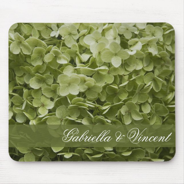 Green Annabelle Hydrangea Floral Wedding Mouse Pad (Front)