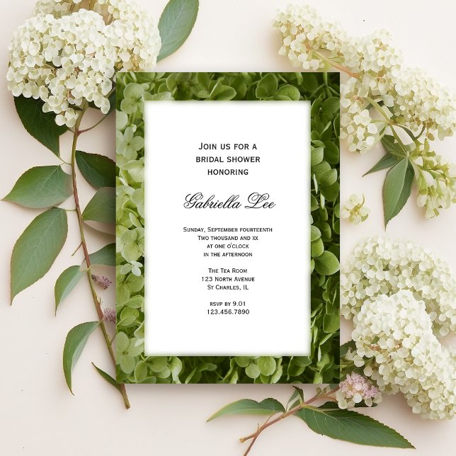 Green Annabelle Hydrangea Flower Bridal Shower Invitation (Creator Uploaded)