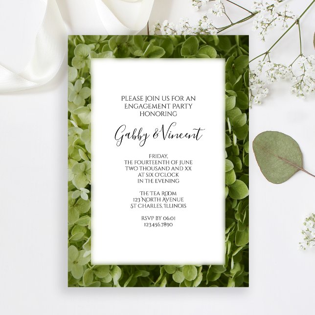 Green Annabelle Hydrangea Flower Engagement Party Invitation (Creator Uploaded)