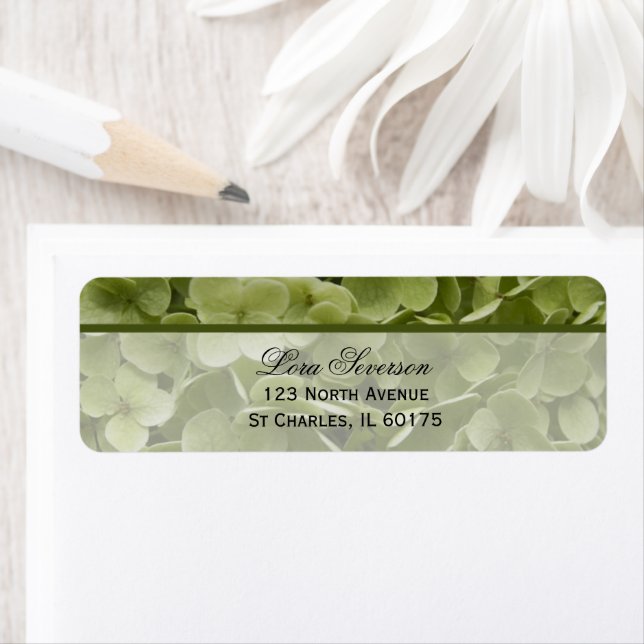 Green Annabelle Hydrangea Flower Return Address Return Address Label (Insitu)