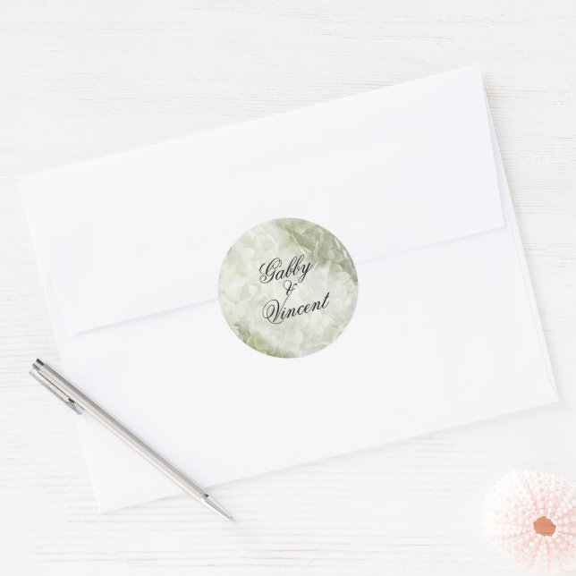 Green Annabelle Hydrangea Wedding Envelope Seals (Envelope)
