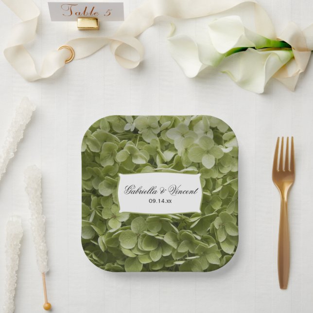 Green Annabelle Hydrangea Wedding Paper Plate (Wedding)