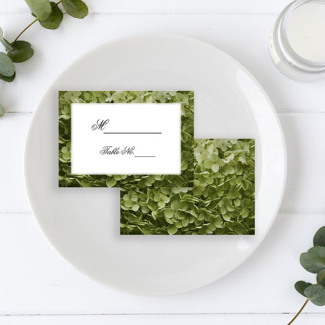 Green Annabelle Hydrangea Wedding Place Cards (Creator Uploaded)