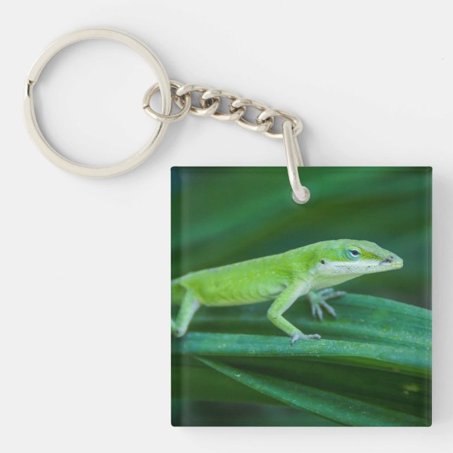 Green Anole Lizard Key Ring (Front)