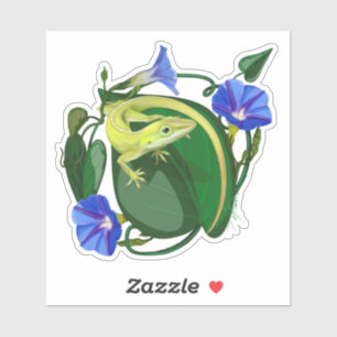 Green Anole with Morning Glory