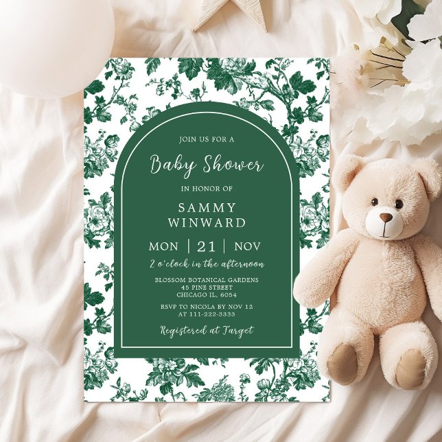 Green Antique Chinoiserie Baby Shower Invitation (Creator Uploaded)