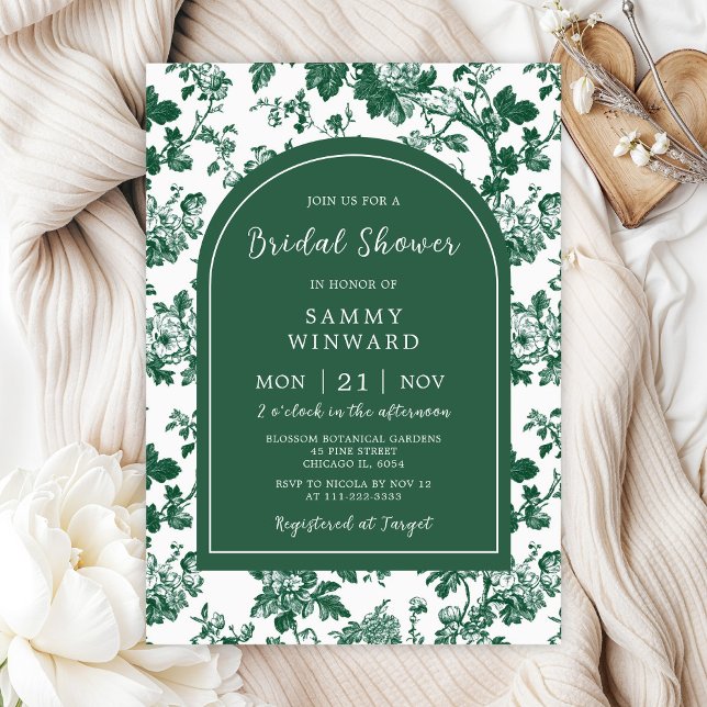 Green Antique Chinoiserie Bridal Shower Invitation (Creator Uploaded)