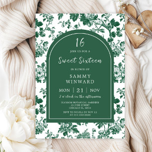 Green Antique Chinoiserie Sweet Sixteen Invitation