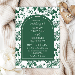 Green Antique Chinoiserie Wedding Invitation