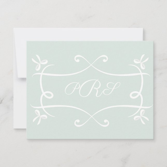 Green Antoinette Elegant Emblem Filigree Note Card (Front)