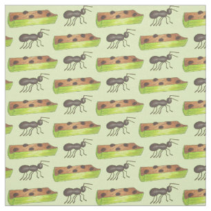 Green Ants on a Log Celery Peanut Butter Raisins Fabric