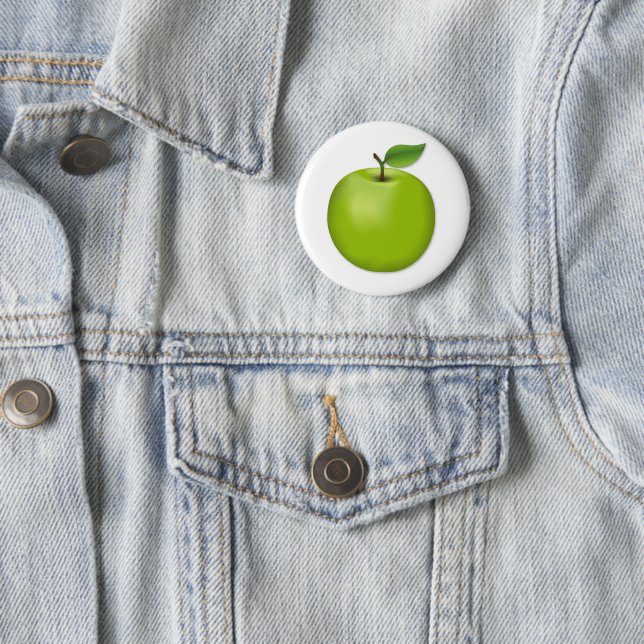 Green Apple  6 Cm Round Badge (In Situ)