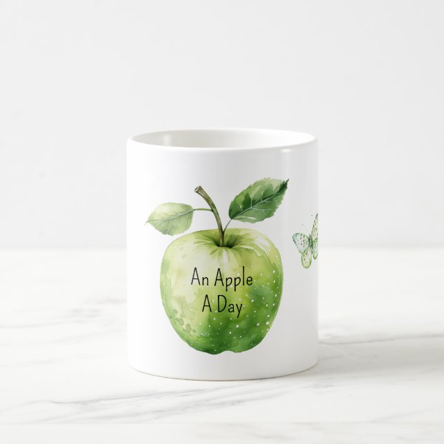 Green Apple A Day Butterfly Coffee Mug (Center)