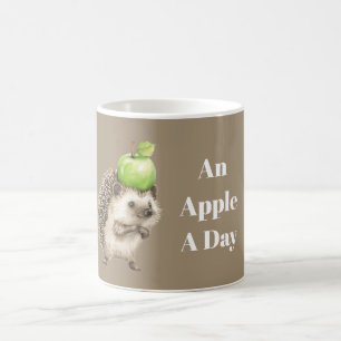 Green Apple A Day Hedgehog Coffee Mug