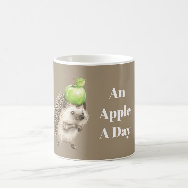 Green Apple A Day Hedgehog Coffee Mug (Center)