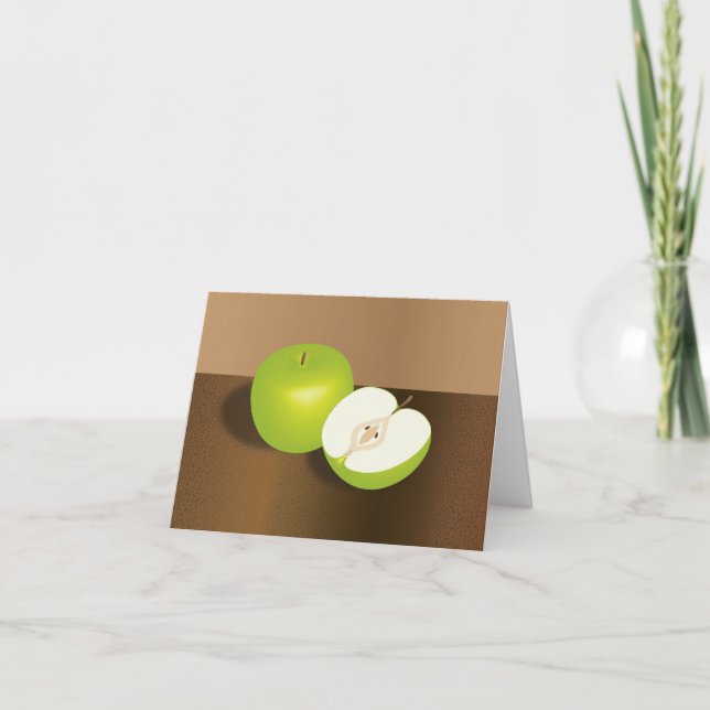 Green Apple-and-a-Half Still Life Card (Front)