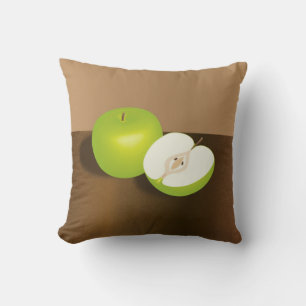 Green Apple-and-a-Half Still Life Cushion