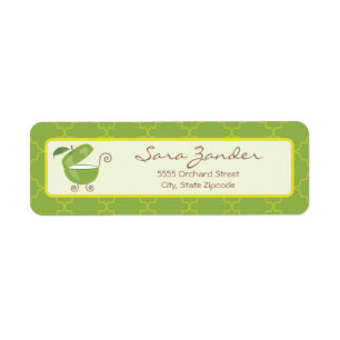 Green Apple Baby Carriage Address Label Return Address Label
