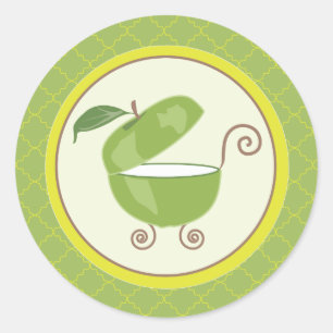 Green Apple Baby Carriage Envelope/Favour Sticker
