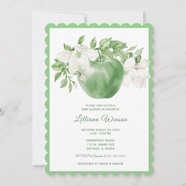 Green Apple Baby Shower Invitations (Front)