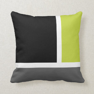 Green Apple & Black Colour Block Throw Pillow