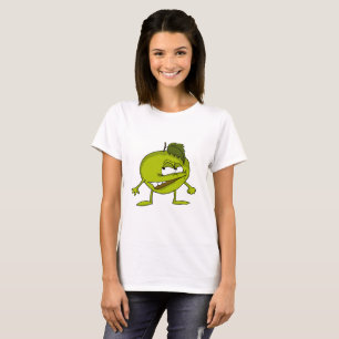 Green apple cartoon character with a vicious smile T-Shirt