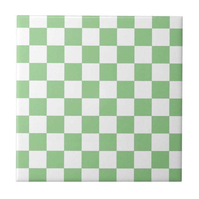 Green Apple Chequerboard Ceramic Tile (Front)
