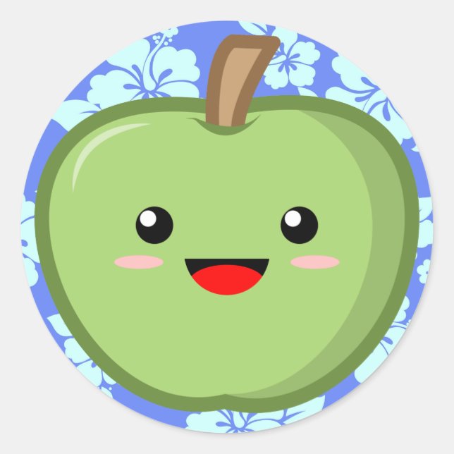 Green Apple Classic Round Sticker (Front)