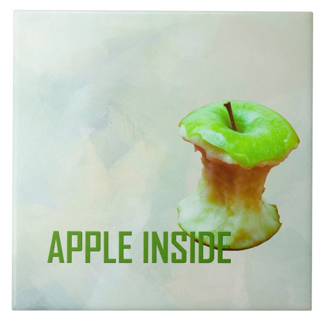 Green apple core ceramic tile (Front)