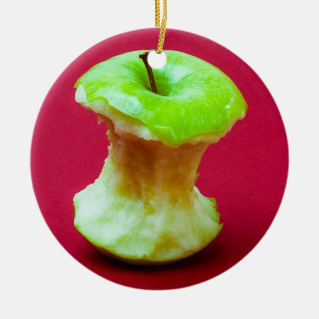 Green apple core ceramic tree decoration (Front)