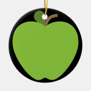 Green Apple Emoji Ceramic Ornament
