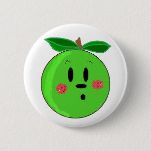 Green Apple Face 6 Cm Round Badge