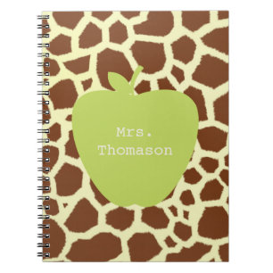 Green Apple Giraffe Teacher Notebook