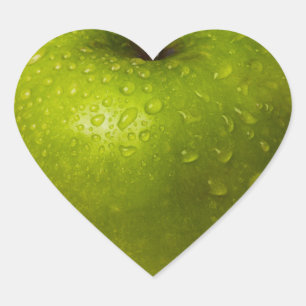 Green apple heart sticker