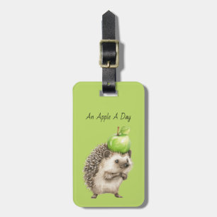 Green Apple Hedgehog Luggage Tag