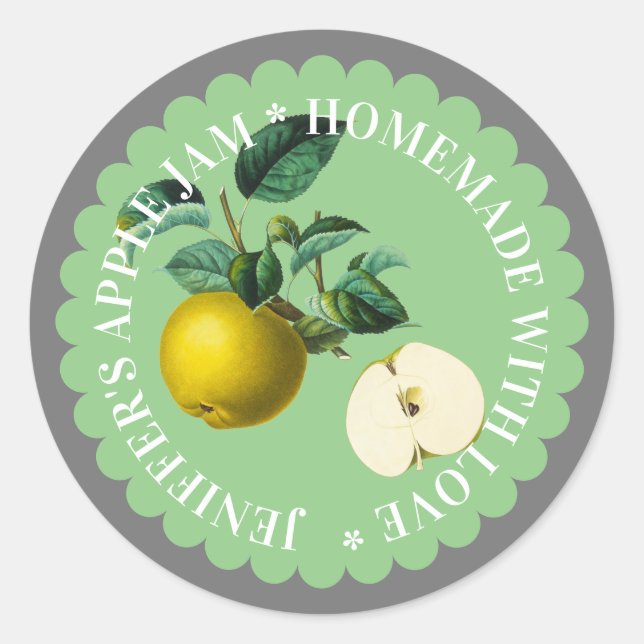 Green Apple Jam Preserve Vintage Label (Front)