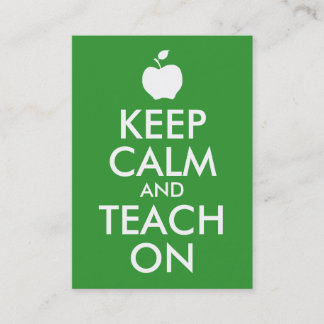 Green Apple Keep Calm and Teach On Business Card