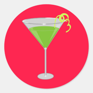 Green Apple Martini Classic Round Sticker