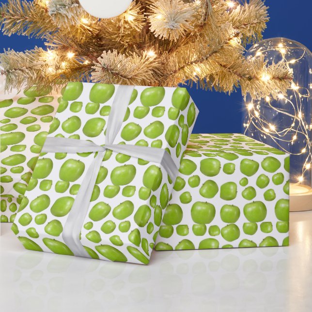 Green apple pattern wrapping paper (Holidays)