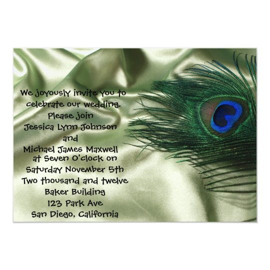 Green Apple Peacock Sill Life Wedding Card