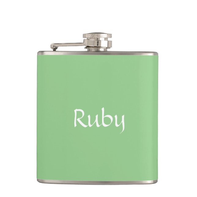 Green Apple Personalised Flask (Front)